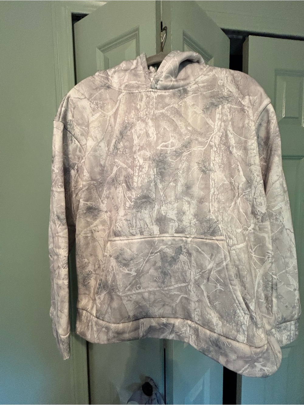 Neutral Gray Camo Dye Hoodie with Kangaroo Pocket